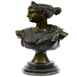 Egyptian Cleopatra Bronze Sculpture on Marble Base Statue