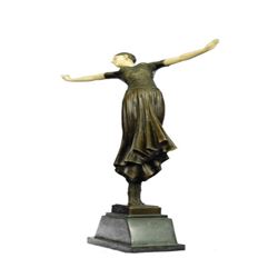 Turkish Dancer Bronze Sculpture on Marble Base Figurine
