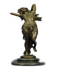 Gypsy Dancer Bronze Sculpture on Marble Base Figure