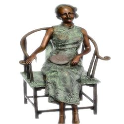 Gorgeous Chinese Woman sitting on a Chair Bronze Statue