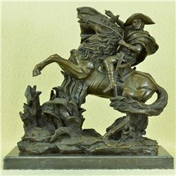 Napoleon Crossing the Alps Bronze Sculpture on Marble Base Figurine