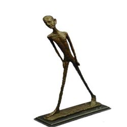 Walking Man Bronze Sculpture on Marble Base Figurine