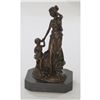 Image 1 : Tender Moment Between Mother and Daughter Bronze Sculpture