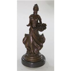 Woman with Flower Art Deco Classic Bronze Figurine