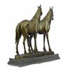 Image 2 : Two Loving Horse Bronze Sculpture on Marble Base Statue