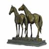 Image 3 : Two Loving Horse Bronze Sculpture on Marble Base Statue