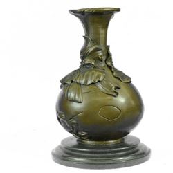 Pretty Face Floral Vase Urn Bronze Sculpture