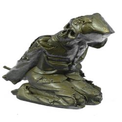 Gothic Skeleton Wine Holder Bronze Sculpture