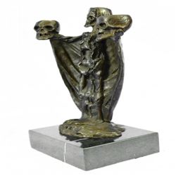 Gothic Skeleton Candle Holder Bronze Statue