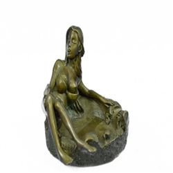 Nude Pinup Girl Bronze Ashtray Bronze Sculpture