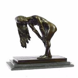 High Quality Nude Girl Bronze Sculpture on Marble Base Statue