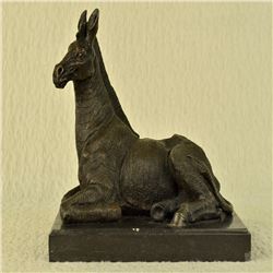 African Zebra Bronze Sculpture on Marble Base Statue