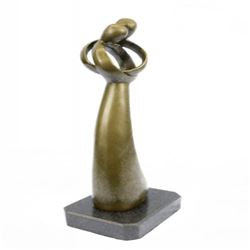 Male and Female Kissing Bronze Sculpture on Marble Base Figurine
