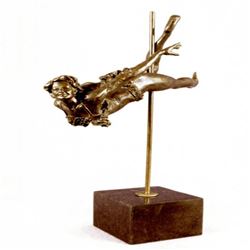 Lovely Nude Female Gymnast Acrobat Bronze Statue