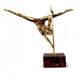 Talented Gymnast Bronze Sculpture on Marble Base Statue