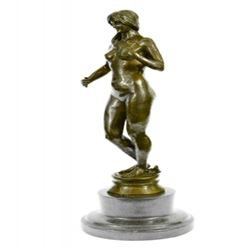 Nude Erotic Bronze Sculpture on Marble Base Figurine