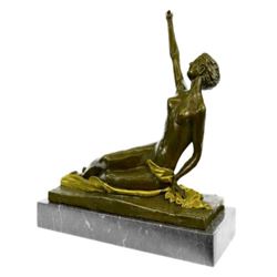 Nude Lady Bronze Sculpture on Marble Base Statue
