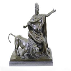 Britannia Goddess Bronze Sculpture on Marble Base Figurine