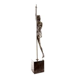 Pole Dancer Bronze Sculpture on Marble Base Figurine