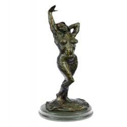 Sexy Female Bronze Sculpture on Marble Base Statue
