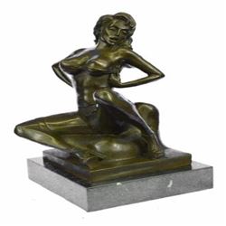 Erotic Woman With Bra and Garter belt Bronze Sculpture
