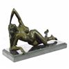 Image 1 : Naked Nude Girl Bronze Sculpture on Marble Base Figure