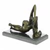 Image 2 : Naked Nude Girl Bronze Sculpture on Marble Base Figure