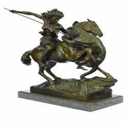 Female Amazon Warrior on Horse Bronze Sculpture