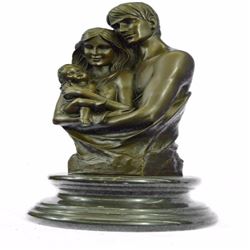 A Couple Embracing Their Love Child Bronze Sculpture