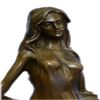 Image 2 : Astonishing Girl With Great Body Bronze Statue on Marble Base Sculpture