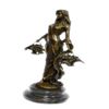 Image 3 : Astonishing Girl With Great Body Bronze Statue on Marble Base Sculpture