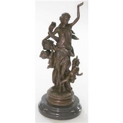 Beautiful Sexy Mother with Children Bronze Sculpture