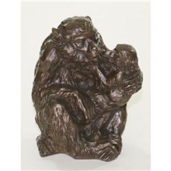 Monkey Mother with her Baby Bronze Sculpture