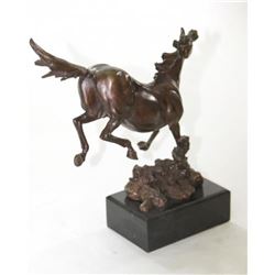 Art Deco Wild Horse Bronze Sculpture