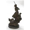 Image 1 : Shepherd Girl Woman With Two Sheep Bronze Statue