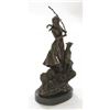 Image 3 : Shepherd Girl Woman With Two Sheep Bronze Statue