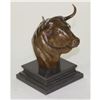 Image 1 : Bull Head Bronze on Marble Base Sculpture