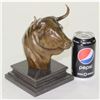 Image 2 : Bull Head Bronze on Marble Base Sculpture