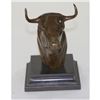 Image 3 : Bull Head Bronze on Marble Base Sculpture