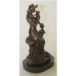 Lady with Dog Bronze Statue