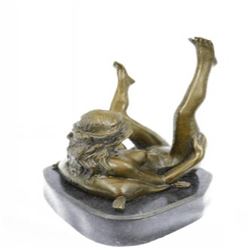 Erotic Abstract Bronze Sculpture on Marble Base Figure