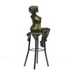 Image 8 : Nude Girl Model Sitting on Chair Bronze Sculpture