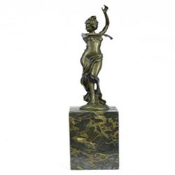 Sexy Girl Bronze Sculpture on Marble Base Statue