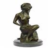 Image 2 : Nude Woman Kneels Bronze Statue