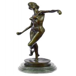 Nude Girl Ball Player Bronze Sculpture