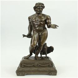 Nude Roman Man Standing with Eagle Bronze Statue