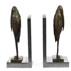 Bird Bronze Sculpture on Marble Base Statue