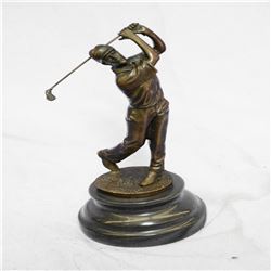 Golfer Bronze on Marble Base Statue