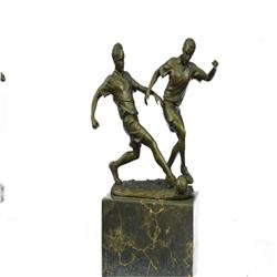 Two Soccer Player Bronze Sculpture