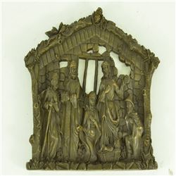 Religious Wall Hanging Plaque of Birth of Jesus Christ Bronze Sculpture